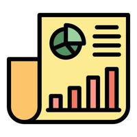 Diagramme in einem Dokumentsymbol-Farbumrissvektor vektor