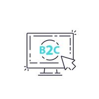 b2c, Business-to-Consumer-Konzept, Linienvektor vektor