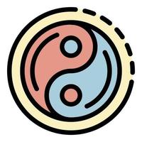 Yin-Yang-Zeichen Symbolfarbe Umrissvektor vektor