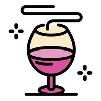 vin arom i glas ikon Färg översikt vektor