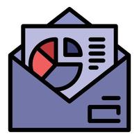 E-Mail Kreisdiagramm Papier Symbol Farbe Umriss Vektor
