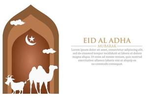 eid al Adha bakgrund baner papper skära stil vektor