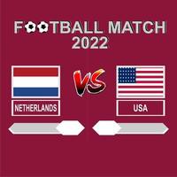 niederlande vs usa fußballpokal 2022 roter vorlagenhintergrundvektor für zeitplan oder ergebnisspiel vektor