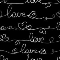 ett linje text kärlek med hjärtan sömlös mönster för print,wallpaper,wallpaper, tyg, romantiskt design vektor illustration.kontinuerlig ett linje teckning ord kärlek .Lycklig valentines dag bakgrund
