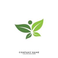 grön löv logotyp. växt natur eco trädgård stiliserade ikon vektor botanisk.