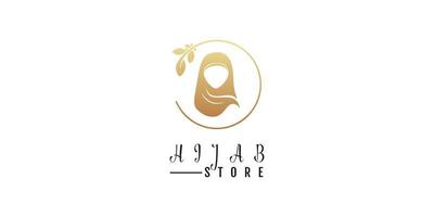 Beauty-Hijab-Logo mit floralem Elementdesign für Hijab-Store-Icon-Vorlage vektor