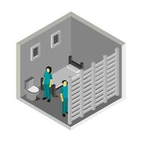 isometrisk fängelse rum på vit bakgrund vektor