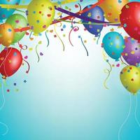 födelsedag ballonger vektor bakgrund design. Lycklig födelsedag till du med en ballong och konfetti dekoration element för födelsedag firande hälsning kort design