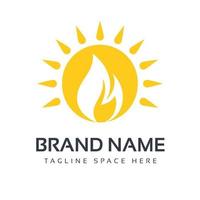 brand flamma Sol logotyp vektor illustration design mall. stigande Sol, solnedgång, flammande logotyp