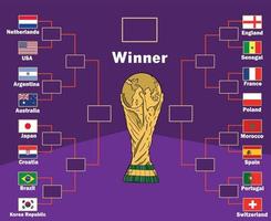 WM-Trophäe mit Emblem Flaggen Länder Symbol Design Fußball Finale Vektor Länder Fußballmannschaften Illustration