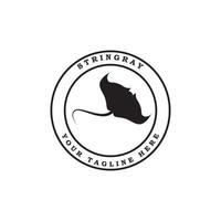 Stachelrochen-Logo und Vektor mit Slogan-Vorlage
