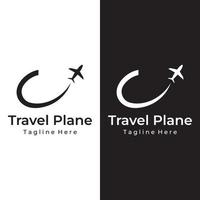 Logo-Template-Design der Flugticketagentur, Urlaub, Reisen im Sommer isoliert auf Hintergrund. Logo für Unternehmen, Marken, Agenturen und Reisen. vektor