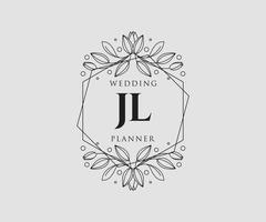 jl initialen brief hochzeitsmonogramm logos sammlung, handgezeichnete moderne minimalistische und florale vorlagen für einladungskarten, save the date, elegante identität für restaurant, boutique, café im vektor