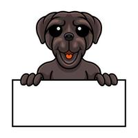 niedlicher neapolitanischer mastiff-hunde-cartoon, der leeres zeichen hält vektor