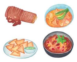 Aquarell mexikanisches Essen Clipart-Set, Aquarell lateinamerikanisches Essen Clipart vektor