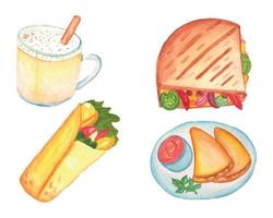 Aquarell mexikanisches Essen Clipart-Set, Aquarell lateinamerikanisches Essen Clipart vektor