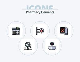 Apotheke Elemente Linie gefüllt Icon Pack 5 Icon Design. Pillen. medizinisch . Tablette. Gesundheit . Flasche vektor