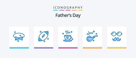 fäder dag blå 5 ikon packa Inklusive far. fäder. kaffe. dag. cigarr. kreativ ikoner design vektor