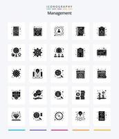 kreatives Management 25 Glyph solid black Icon Pack wie Telefonbuch. Verzeichnis. die Glühbirne. Buch. Menschen vektor