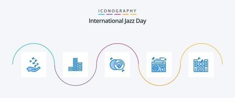 International Jazz Day Blue 5 Icon Pack inklusive Sound. Audio. CD. spielen. Radio vektor