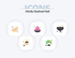 holi platt ikon packa 5 ikon design. övertygelser. Indien. turban. tallrik. Indien vektor