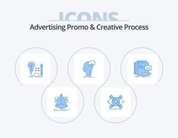 Werbepromo und kreativer Prozess Blue Icon Pack 5 Icon Design. kreativ. skizzieren. die Glühbirne. Taste vektor