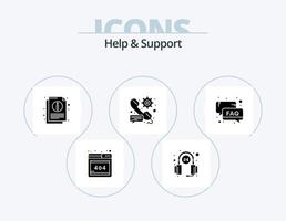 Hilfe und Support Glyph Icon Pack 5 Icon Design. Hilfe. Nachricht. Information. Einstellung. Gang vektor