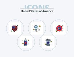USA linje fylld ikon packa 5 ikon design. järnväg. vagn. statshus. usa. oberoende vektor