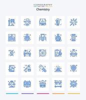 kreative Chemie 25 blaues Symbolpaket wie Labortest. Gerät. Wissenschaft. Formel. Chemie vektor