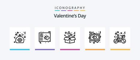 valentines dag linje 5 ikon packa Inklusive romantisk hjärta. hjärtan. romantisk. bricka. kärlek. kreativ ikoner design vektor