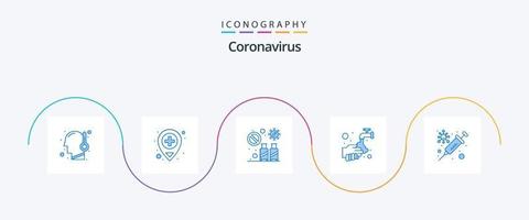 Coronavirus Blue 5 Icon Pack inklusive Blase. Waschen. Tourist. medizinisch. verboten vektor