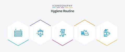 Hygieneroutine 25 blaues Symbolpaket inklusive Reinigung. Dusche. Schönheit. Reinigung. Bad vektor