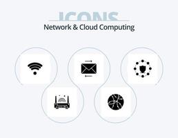 Netzwerk- und Cloud-Computing-Glyphen-Icon-Pack 5-Icon-Design. Schutz. Rechnen. Technologie. Aktie vektor