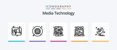 Media Technology Line 5 Icon Pack inklusive Film. Video. Netzwerk. Film. Hardware. kreatives Symboldesign vektor