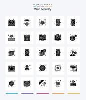 creative web security 25 glyph solid black icon pack wie error. suchen. Entwicklung. Handy, Mobiltelefon. binär vektor