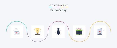 fäder dag platt 5 ikon packa Inklusive far. fäder dag. klädsel. far. gåva vektor