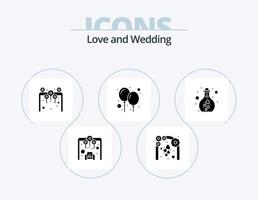 Hochzeits-Glyphen-Icon-Pack 5 Icon-Design. Flasche. Party. Eingang. Feier. Blumen vektor