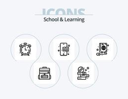 Schule und Lernen Linie Icon Pack 5 Icon Design. . Ausbildung. Ausbildung. Birne. Notizbuch vektor