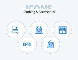 Kleidung und Accessoires blau Icon Pack 5 Icon Design. . Tasche. Mode vektor