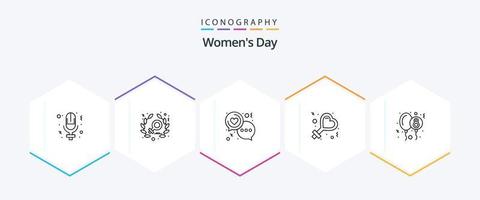 Womens Day 25 Line Icon Pack inklusive Party. Ballon. Tag. Frau. weiblich vektor