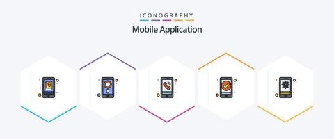 mobile Anwendung 25 gefülltes Symbolpaket einschließlich Handy. ui. App. essentiell. App vektor