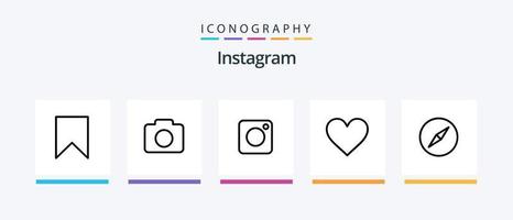 Instagram linje 5 ikon packa Inklusive se. social. tidslinjen. Foto. kamera. kreativ ikoner design vektor