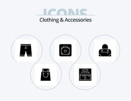 Kleidung und Accessoires Glyphen-Icon-Pack 5 Icon-Design. . Gepäck. . Tasche vektor