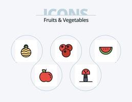 Obst und Gemüse Linie gefüllt Icon Pack 5 Icon Design. . Scheibe. Essen. Melone. Essen vektor