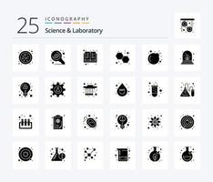 Science 25 solides Glyphen-Icon-Pack inklusive Wachstum. Virus. Wissen. Schädel. Molekül vektor