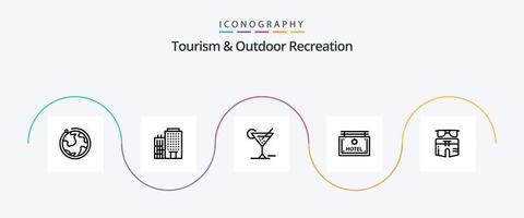 turism och utomhus- rekreation linje 5 ikon packa Inklusive sommar. riktning. glas. styrelse. hotell vektor