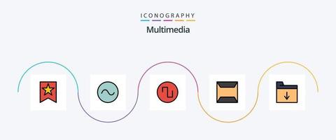 Multimedia-Linie gefülltes flaches 5-Icon-Paket einschließlich . Welle. Einfügung. dokumentieren vektor