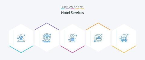 Hotelservices 25 blaues Icon Pack inklusive Gepäck. Wagen. Hotel. Zeichen. NEIN vektor