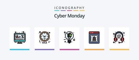 Cyber Monday Line gefüllt 5 Icon Pack inklusive Verkaufsidee. Verkauf. Kalender. Preis. große Sache. kreatives Symboldesign vektor