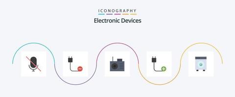 Geräte Flat 5 Icon Pack inklusive Geräte. Automatisierung. Gerät. Hardware. Kabel vektor